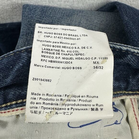 HUGO BOSS Selvedge-2 Men's Distressed Button Fly Straight Fit Denim Jeans 36X30 - Picture 12 of 16